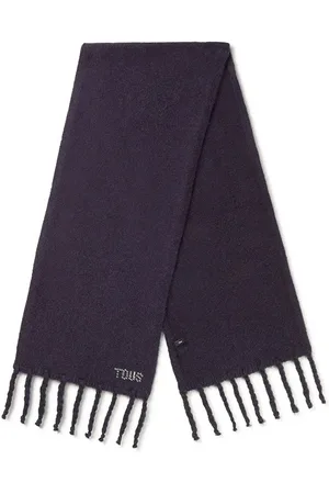 TOUS Šátek z vlněné směsi TEXTIL tmavomodrá barva, hladký, 2002203333