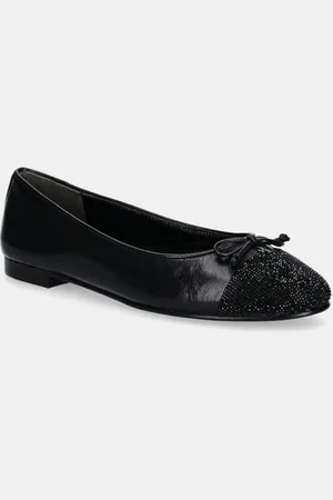 Tory Burch Kožené baleríny Cap-Toe Pave Ballet barva, 166214-004