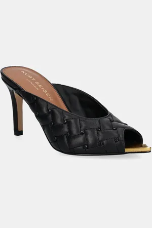 Kurt Geiger Kožené pantofle Regent Crystal Point Mule dámské, barva, na podpatku, 3940209109