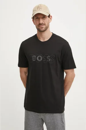 HUGO BOSS Bavlněné tričko tmavomodrá barva, s aplikací, 50531271