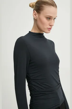 Abercrombie & Fitch Tričko s dlouhým rukávem dámské, barva, s pologolfem, KI139-4795