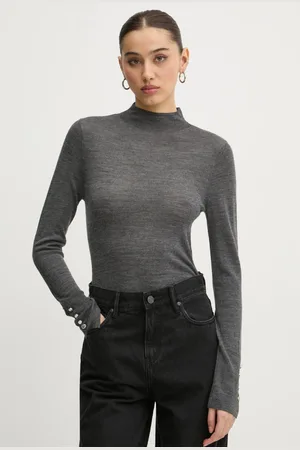 Abercrombie & Fitch Vlněný svetr dámský, barva, lehký, s pologolfem, KI150-4349