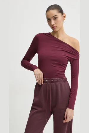 Abercrombie & Fitch Tričko s dlouhým rukávem dámské, vínová barva, KI139-4736