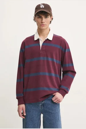 Abercrombie & Fitch Bavlněné tričko s dlouhým rukávem vínová barva, KI124-4623
