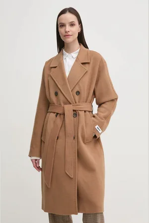 DKNY Vlněný kabát barva, přechodný, dvouřadový, DLEMWS16