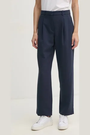Abercrombie & Fitch Kalhoty dámské, tmavomodrá barva, jednoduché, high waist, KI156-4360