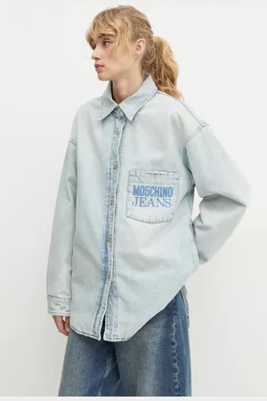 Moschino Džínová bunda dámská, barva, přechodná, oversize, A0508 8720