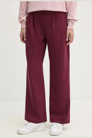 Abercrombie & Fitch Kalhoty dámské, vínová barva, jednoduché, high waist, KI156-4475