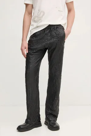 Zadig & Voltaire Kožené kalhoty pánské, barva, jednoduché, RMPA00016