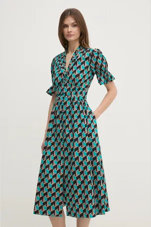 Diane von Furstenberg Šaty zelená barva, midi, DVFDS4S002