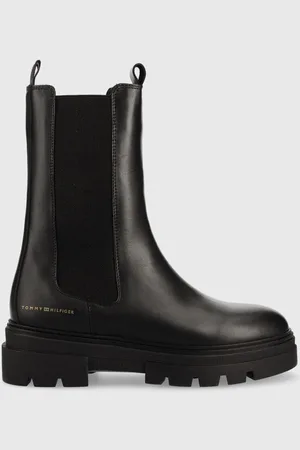 Tommy Hilfiger Kožené kotníkové boty Monochromatic Chelsea Boot dámské, barva, na plochém podpatku