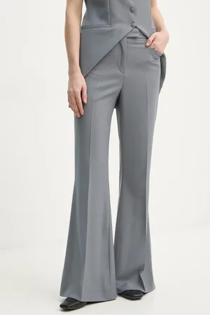 REMAIN Kalhoty s příměsí vlny barva, zvony, high waist, 5023923046