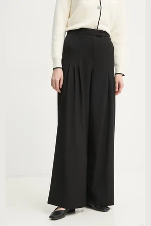 REMAIN Kalhoty s příměsí vlny barva, široké, high waist, 502322100