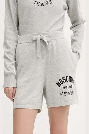 Moschino Bavlněné šortky barva, s potiskem, high waist, 0380 3201