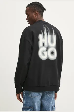 HUGO BOSS Bavlněná mikina pánská, růžová barva, s potiskem, 50530427