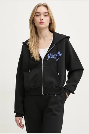 Moschino Bavlněná mikina dámská, barva, s kapucí, s potiskem, 1703 3228