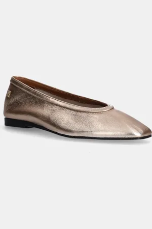 Tommy Hilfiger Kožené baleríny SOFT METAL LTHR BALLERINA NO BOW barva, FW0FW08601