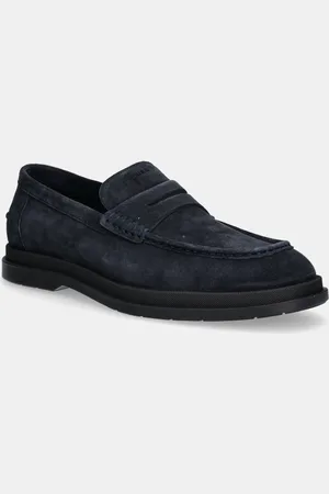 HUGO BOSS Semišové mokasíny Chaol pánské, tmavomodrá barva, 50536215