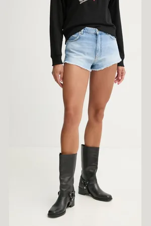 Pinko Džínové šortky dámské, barva, hladké, high waist, 104593 A2BO