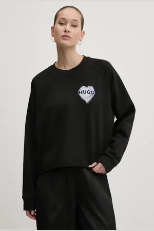 HUGO BOSS Bavlněná mikina dámská, barva, s potiskem, 50534271