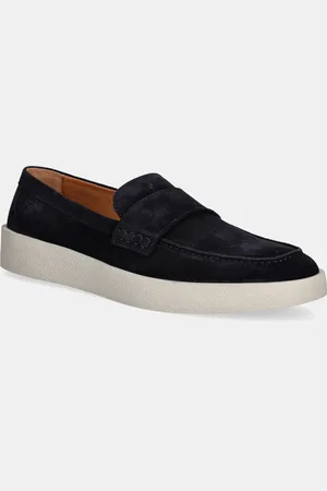 HUGO BOSS Semišové mokasíny Clay pánské, tmavomodrá barva, 50536159