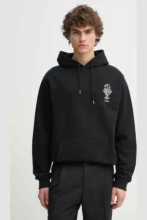 Drôle de Monsieur Bavlněná mikina Le Hoodie Vase pánská, barva, s kapucí, s potiskem, F-HO174-CO127-BL