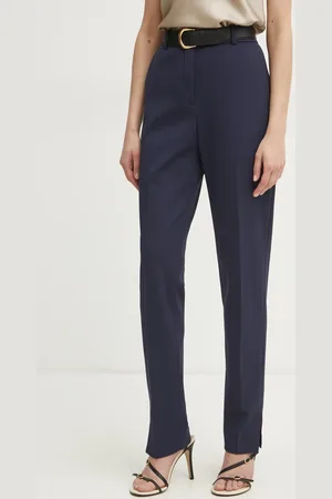 HUGO BOSS Kalhoty dámské, tmavomodrá barva, střih cigarette, high waist, 50534616