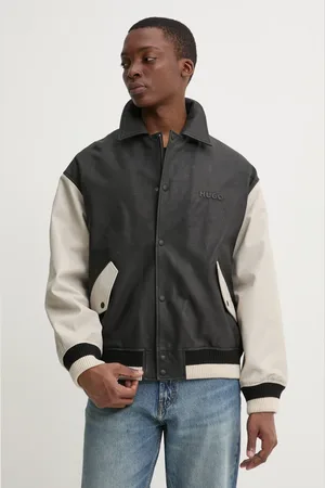 HUGO BOSS Kožená bunda pánská, barva, přechodná, 50530811