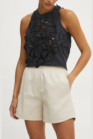 FORTE FORTE Bavlněné šortky barva, hladké, high waist, 13541.my pants