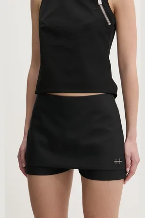 HELIOT EMIL Vlněné šortky barva, hladké, high waist, PRESS25_W_12_046_BLK01