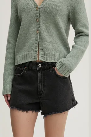 Abercrombie & Fitch Džínové šortky dámské, barva, hladké, high waist, KI149-5000