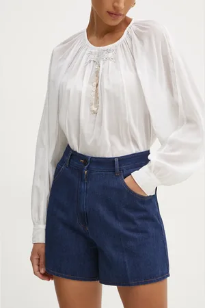FORTE FORTE Džínové šortky dámské, tmavomodrá barva, hladké, high waist, 13548.my pants