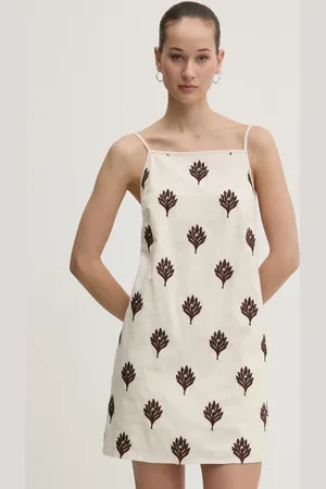 Abercrombie & Fitch Lněné šaty barva, mini, KI159-5661