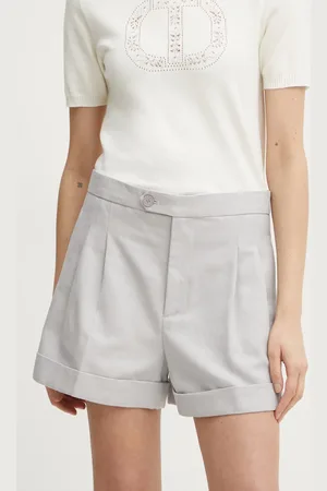 Twin-Set Šortky s příměsí lnu barva, high waist, 251TP2764