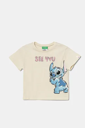 Benetton Dětské bavlněné tričko barva, 35RYG10HQ