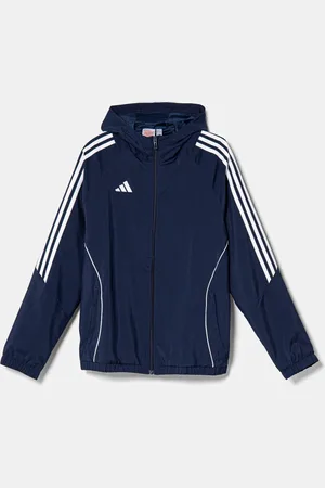 adidas Dětská mikina tmavomodrá barva, s kapucí, s aplikací, IM8797