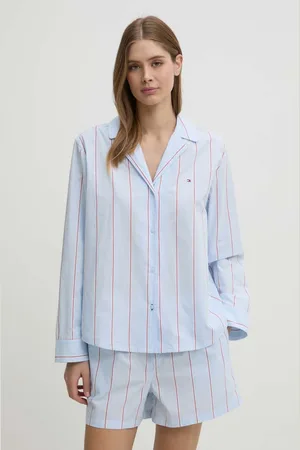 Tommy Hilfiger Bavlněná pyžamová košile vínová barva, UW0UW05764