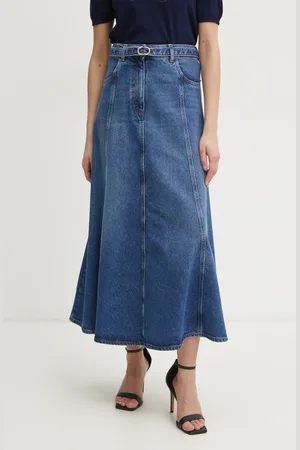 Twin-Set Džínová sukně barva, maxi, áčková, 251TP2570