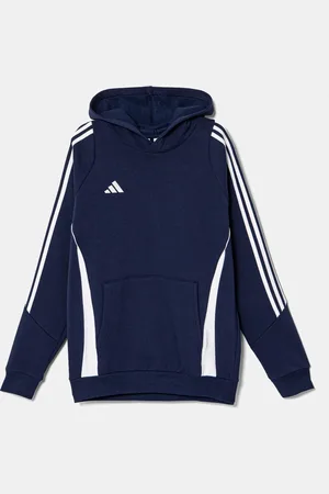 adidas Dětská mikina tmavomodrá barva, s kapucí, s aplikací, IR7504