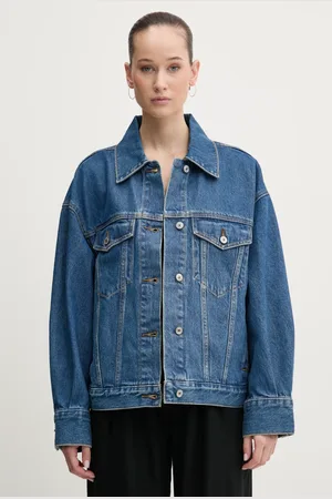 Abercrombie & Fitch Džínová bunda dámská, barva, přechodná, KI144-5031