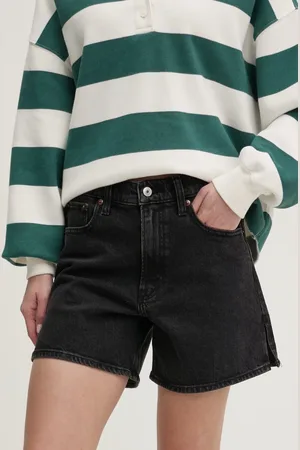 Abercrombie & Fitch Džínové šortky dámské, barva, hladké, high waist, KI149-5012