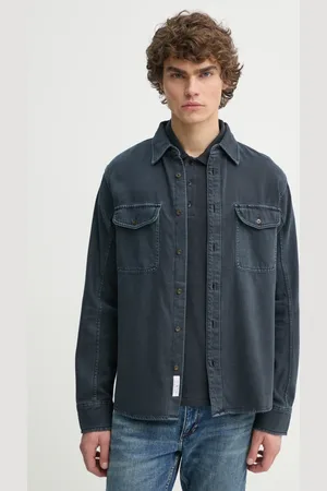 RAG&BONE Košile pánská, tmavomodrá barva, regular, s klasickým límcem, MED24S0004ZDMI