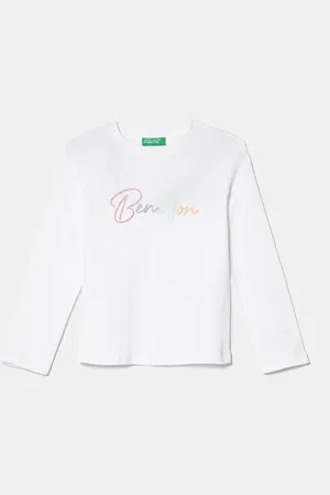 Benetton Dětské bavlněné tričko s dlouhým rukávem barva, 3I9WG10HV