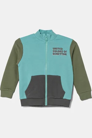 Benetton Dětská bavlněná mikina barva, s potiskem, 3J70G503M