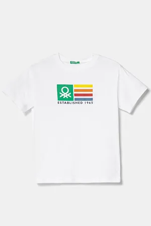 Benetton Dětské bavlněné tričko barva, s potiskem, 3I1XC10N3