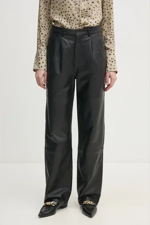 JOOP! Kožené kalhoty Lorena dámské, barva, jednoduché, high waist, 80000714 180031