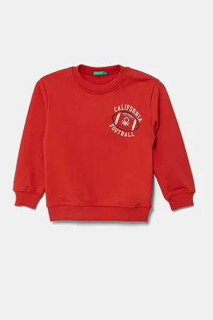 Benetton Dětská bavlněná mikina barva, s potiskem, 3UNIG10II