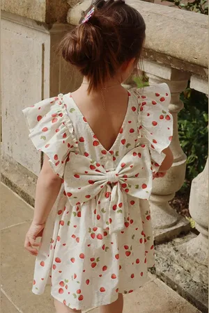 Konges Sløjd Dětské bavlněné šaty EVIA BOW DRESS GOTS barva, mini, KS102447