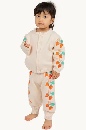 Tiny Cottons Kojenecké bavlněné tepláky STRAWBERRIES BABY KNITTED PANT barva, s aplikací, SS25-303