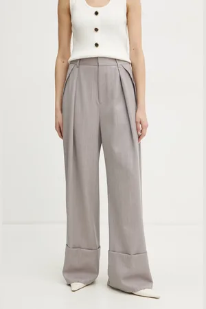Victoria Beckham Vlněné kalhoty barva, široké, high waist, 1125WTR006059A